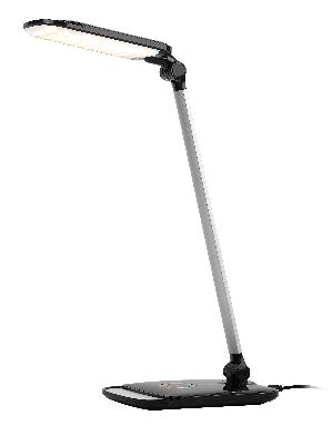 Настольный светильник ЭРА NLED-460-14W-BK-S светодиодный с ночником на основании черный с серебром