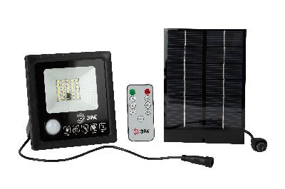 ЭРА Прожектор светодиодный уличный на солн. бат. 20W, 350 lm, 5000K, с датч. движения, ПДУ, IP65 (6/