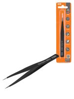 Пинцет прецизионный прямой 125 мм, острое жало, нерж., антистатич. покр., блистер, "Рубин" TDM