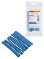 Набор трубок термоусаживаемых, не поддерживающих горение, клеевых, 8 типоразмеров, длиной 10 см ТТкНГ(3:1) "Моноцвет-диапазон, синий TDM"