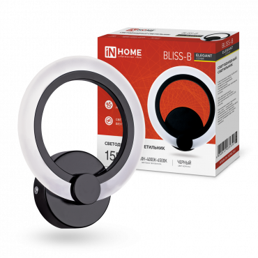 Светильник сд ELEGANT BLISS-B 15Вт 230В 3000-6500K 1200Лм STEP COLOR черный IN HOME
