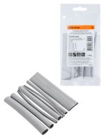 Набор трубок термоусаживаемых, не поддерживающих горение, клеевых, 8 типоразмеров, длиной 10 см ТТкНГ(3:1) "Моноцвет-диапазон, серый TDM"
